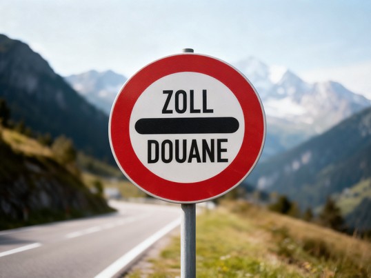 Versand in Schweiz Zollschild