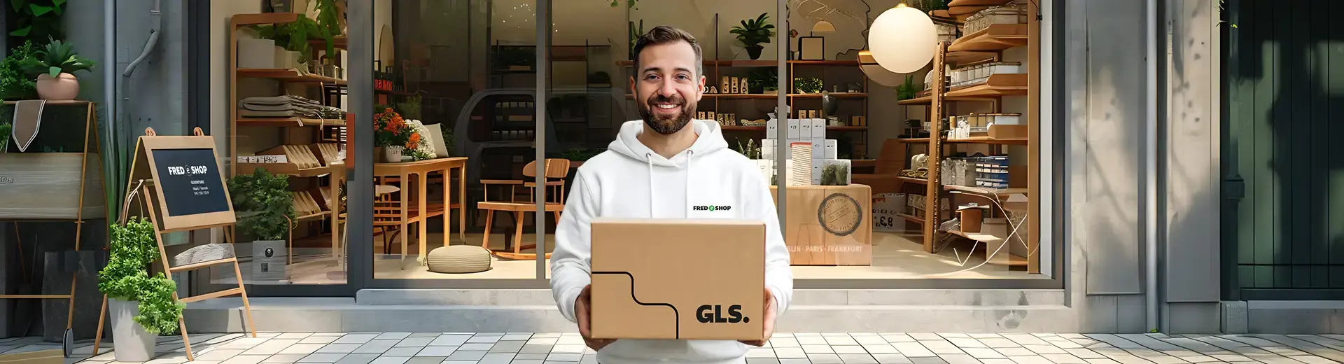 Un e-commerçant prêt à envoyer son colis avec GLS
